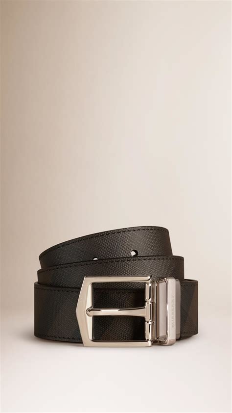 burberry smoked check reversible leather belt|Reversible Check B Cut Belt in Snug/black .